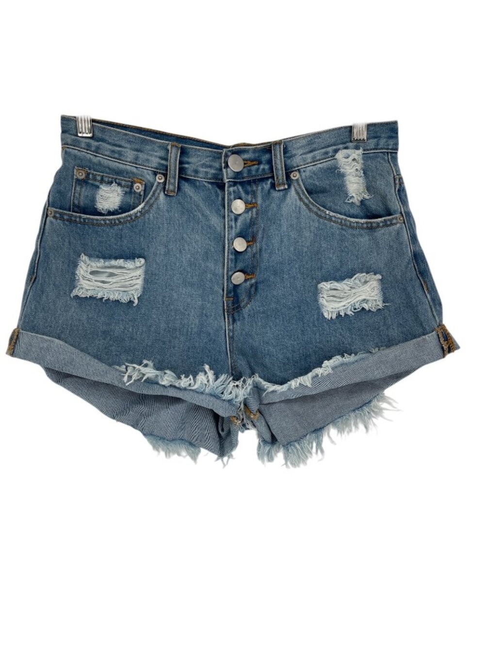 Super Down Distress Button Down Cuffed Short women’s Size 29